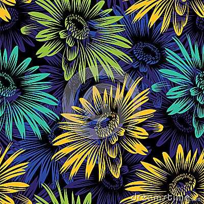 Seamless vector sunflower pattern design Vector Illustration