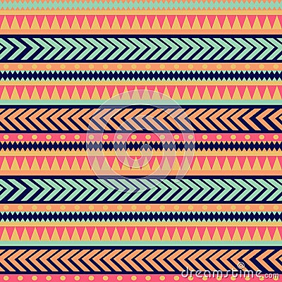 Seamless vector tribal texture. Tribal vector pattern. Colorful ethnic striped pattern. Geometric borders. Traditional ornament. Vector Illustration