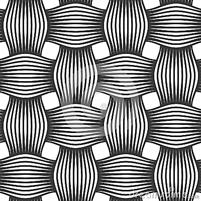 Seamless vector weaving pattern, linear background with crossed lines, textile knitted repeat tiling wallpaper, perfect simplistic Vector Illustration