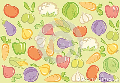 Seamless vegetable background Vector Illustration