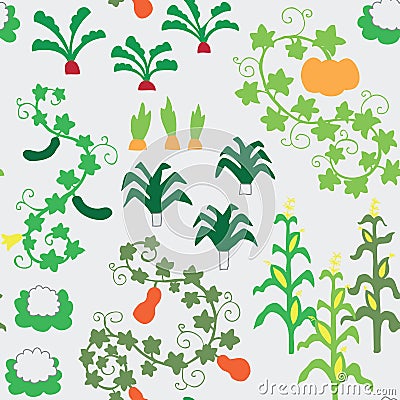 Seamless vegetable garden pattern Stock Photo