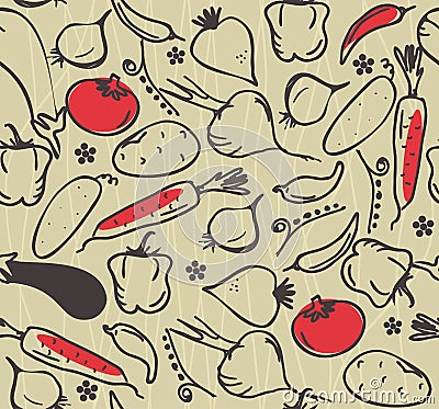 Seamless vegetable pattern in vector Vector Illustration