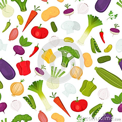 Seamless Vegetables Background Vector Illustration