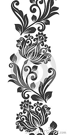 Seamless vertical flower ornament Vector Illustration