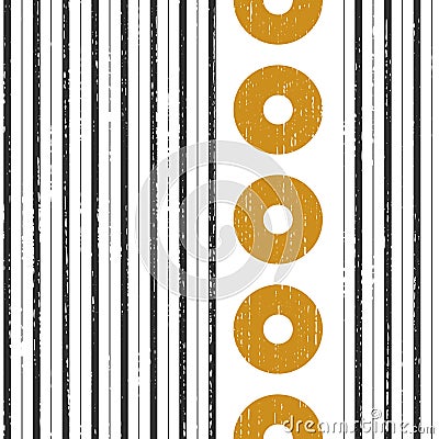 Seamless Vertical Stripe and Circle Pattern Vector Illustration