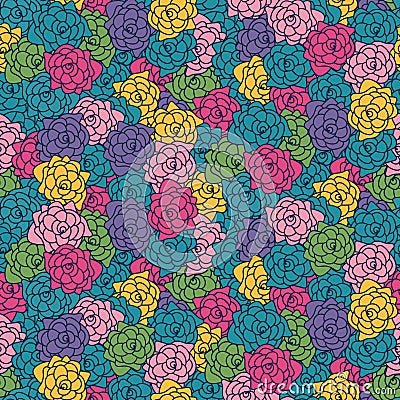 Seamless vetor pattern with colorful roses Vector Illustration