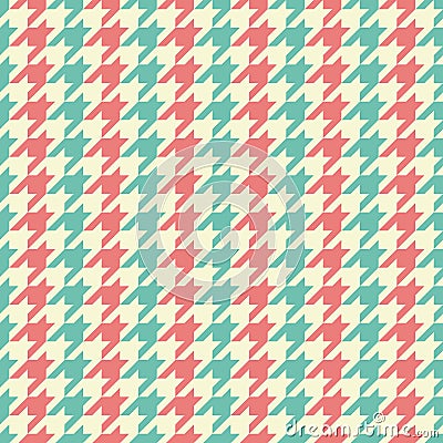 Seamless vintage blue beige and red classic fashion textile striped houndstooth pattern vector Vector Illustration