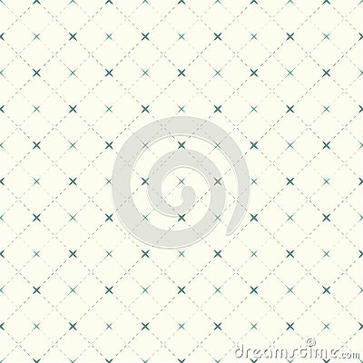 Seamless vintage check dotted line and cross pattern background. Vector Illustration