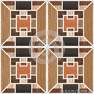 Seamless Vintage colorful tiled wall and floor texture wood pattern. Stock Photo
