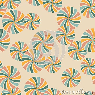 Seamless vintage colorful wind turbine on beige background, fashion textile or wallpaper, vector illustration Vector Illustration