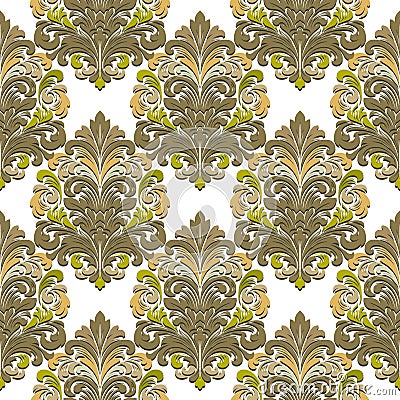 Seamless vintage floral ornamental Baroque Damask pattern for fabric, wallpapers, cards, prints. Vector elegant background in Vector Illustration