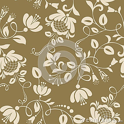 Seamless vintage flower wallpaper pattern Vector Illustration
