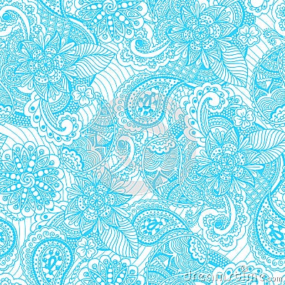 Seamless vintage freehand drawing pattern Vector Illustration