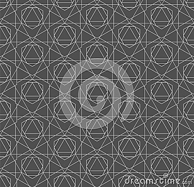 Seamless Vintage Graphic Web, Decor Pattern. Repetitive Tileable Vector Hexagon Lattice Texture. Repeat Wave Poly, Repetition Vector Illustration