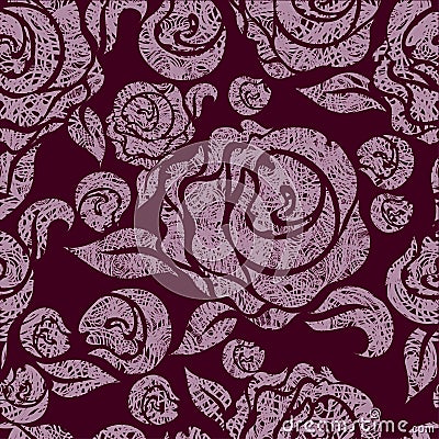 Seamless vintage grunge floral pattern Vector Illustration