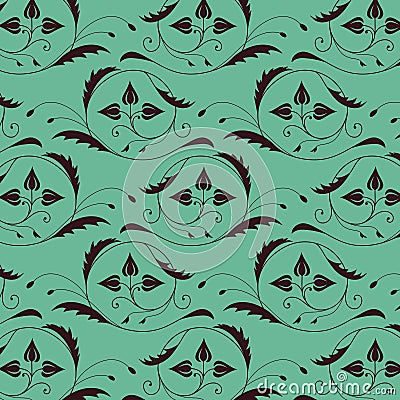 Seamless vintage pattern with color of sea Vector Illustration