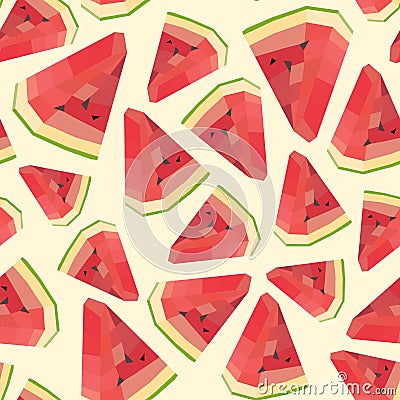 Seamless vintage polygon watermelon pattern Vector Illustration