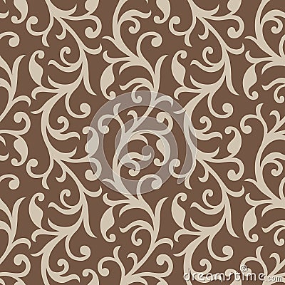 Seamless vintage swirly floral pattern Vector Illustration