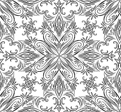 Seamless vintage texture with a floral pattern with swirls. Vector Illustration