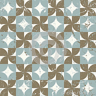 Seamless vintage worn out geometry assemble pattern background. Vector Illustration