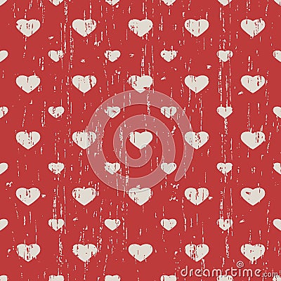 Seamless vintage worn out heart shape pattern background. Vector Illustration
