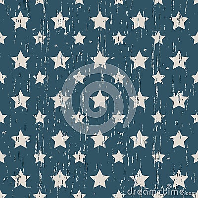 Seamless vintage worn out star shape pattern background. Vector Illustration