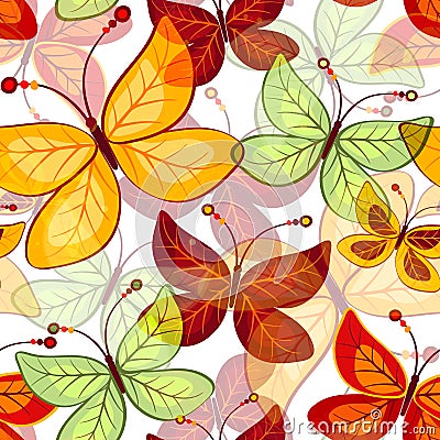 Seamless vivid autumn pattern Vector Illustration