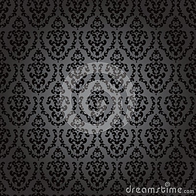 Seamless wallpaper baroque black Vector Illustration