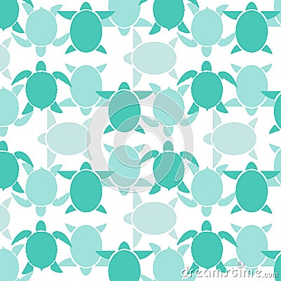 Seamless wallpaper blue turtle. Vector Illustration