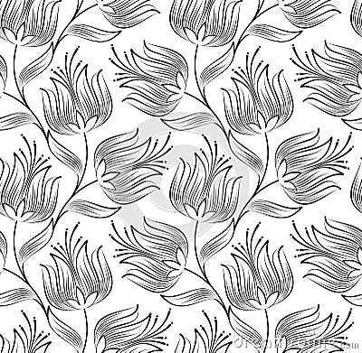 Seamless wallpaper of creative lotus flower Vector Illustration