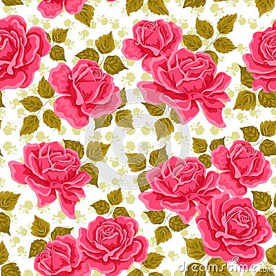 Seamless wallpaper pattern with roses Vector Illustration