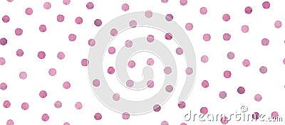 Seamless Watercolor Circles. Cute Rounds Texture. Color Vintage Dots Background. White Vector Watercolor Circles. Vector Illustration