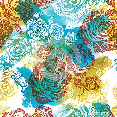 Seamless watercolor floral pattern Stock Photo