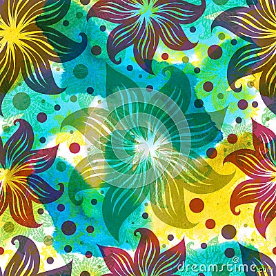 Seamless watercolor floral pattern Stock Photo