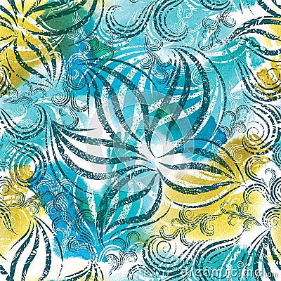 Seamless watercolor floral pattern Stock Photo