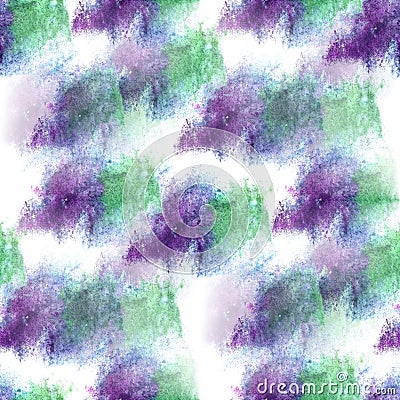 Seamless watercolor green, lilac artist Mural Stock Photo