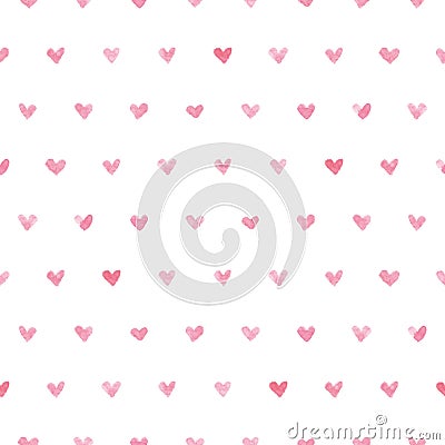 Seamless watercolor heart pattern. Vector Vector Illustration