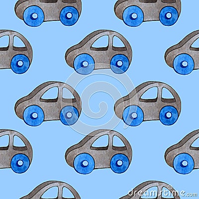 Seamless watercolor pattern. cars. auto. Stock Photo