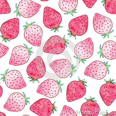 Seamless watercolor strawberry pattern Stock Photo