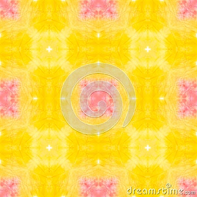 Red Yellow Watercolor Tile. Seamless Geometric Background. Stock Photo