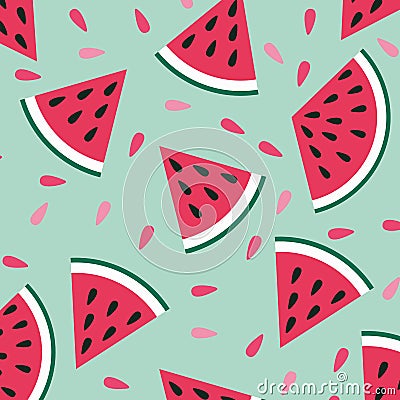 Seamless watermelons pattern. Vector background Vector Illustration