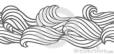 Seamless wave pattern. Background with sea, river or water texture. Vector Illustration