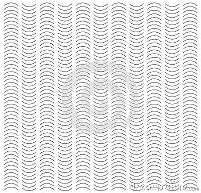 Seamless Wave and Vertical Stripe Pattern. Simple Black and White Vector Illustration