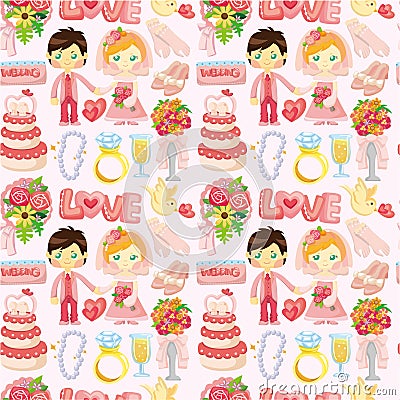 Seamless wedding pattern Vector Illustration