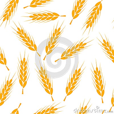 Seamless wheat pattern vector background. Wheat bread harvest cereal illustration Vector Illustration