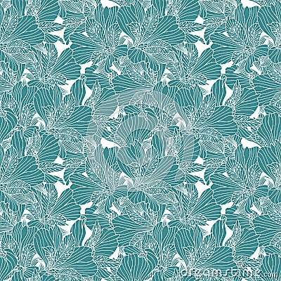 Seamless white alstroemeria pattern Vector Illustration