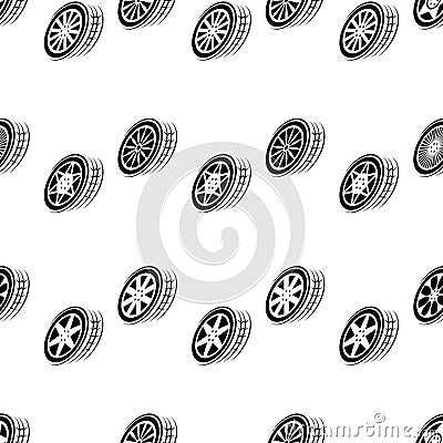 Seamless black wheel background Vector Illustration