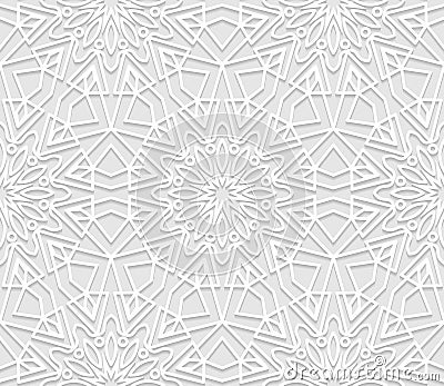 Seamless white 3D pattern, arabic motif, east ornament Stock Photo