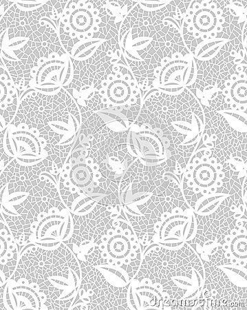 Seamless white floral lace pattern Vector Illustration