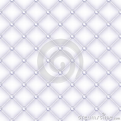 Seamless white quilted background with pins. Vector Illustration